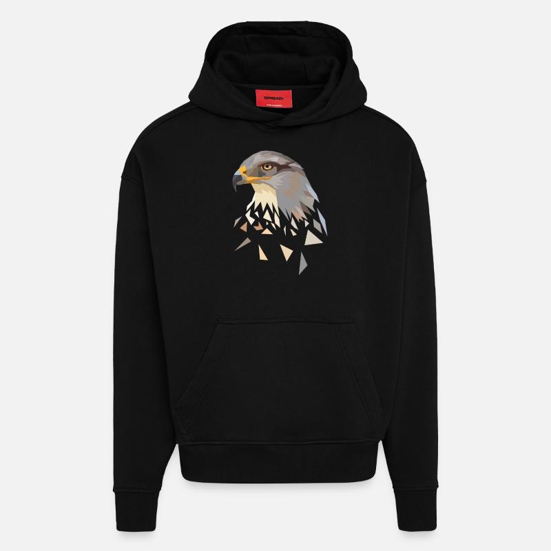 Adler geometrisch Low Poly Adlerkopf - Hoodie- made by SPREAD  - SOLID BLACK