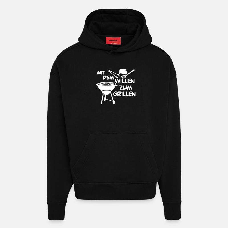Avec la volonté de griller... - Sweat à capuche bio épais oversize fabriqué en UE - SOLID BLACK