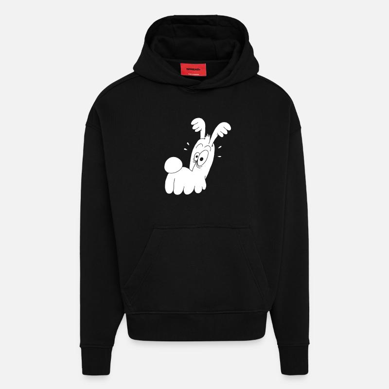 Chien blanc rigolo - Sweat à capuche bio épais oversize fabriqué en UE - SOLID BLACK