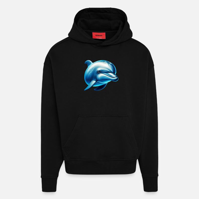 Dolphin - Hoodie- made by SPREAD  - SOLID BLACK