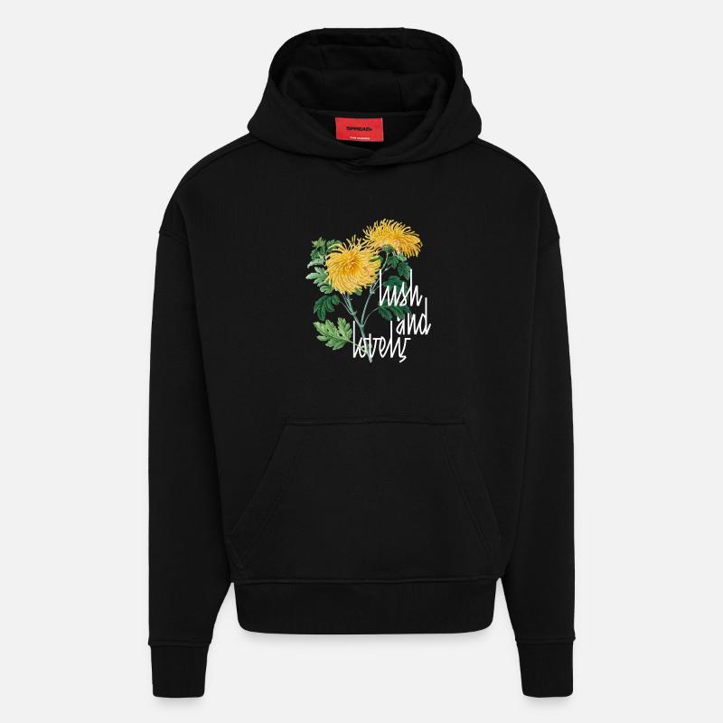 Lush and Lovely Chrysanthemen - Hoodie- made by SPREAD  - SOLID BLACK