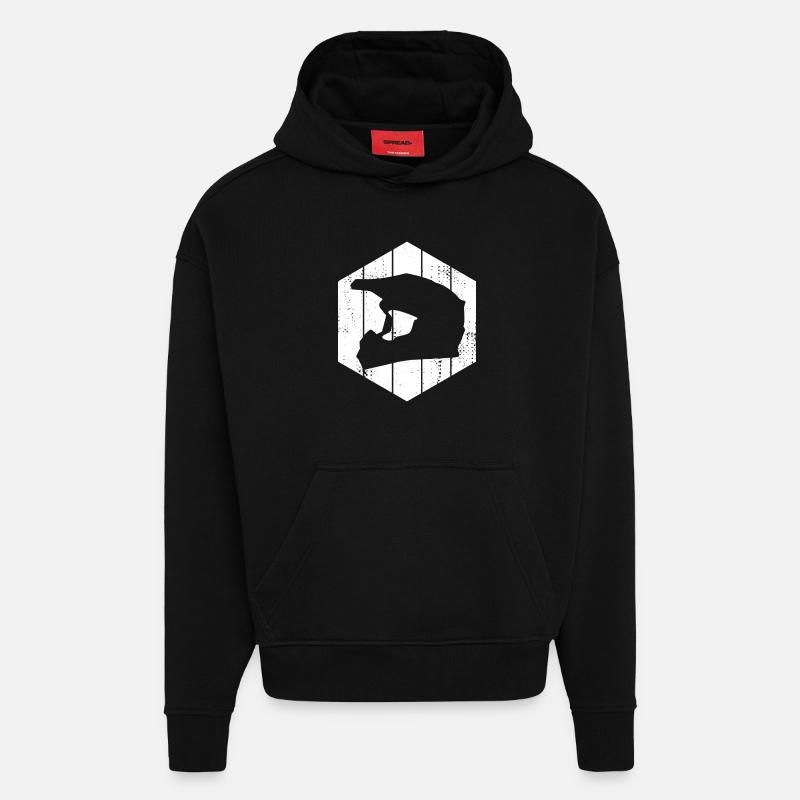 Casque de motocross - Sweat à capuche bio épais oversize fabriqué en UE - SOLID BLACK