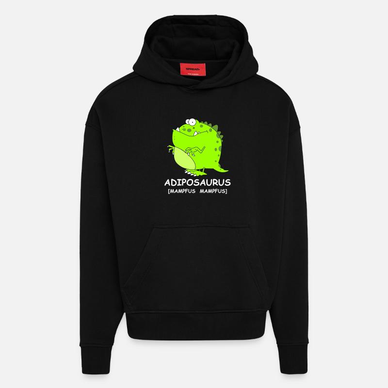 Adiposaursus Dino Comic - Hoodie- made by SPREAD  - SOLID BLACK