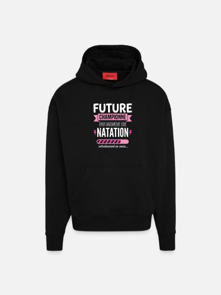 Future swimming champion swimmer - Hoodie- made by SPREAD  - SOLID BLACK
