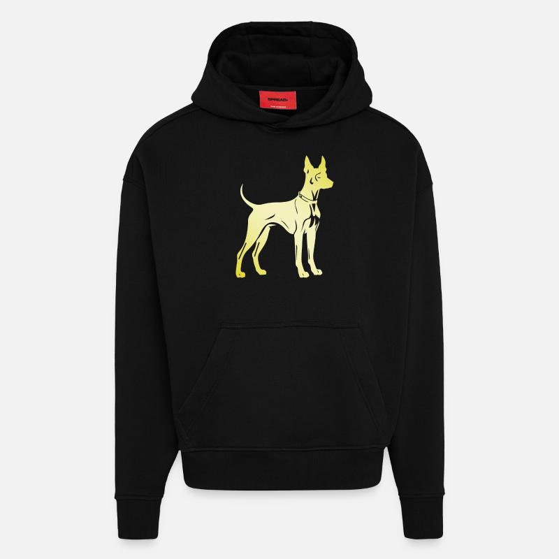 Silhouette de chien doberman - Sweat à capuche bio épais oversize fabriqué en UE - SOLID BLACK