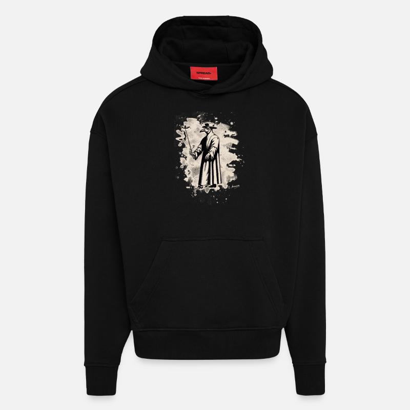 Dr. Schnabel – Pestarzt - bleached white - Hoodie- made by SPREAD  - SOLID BLACK