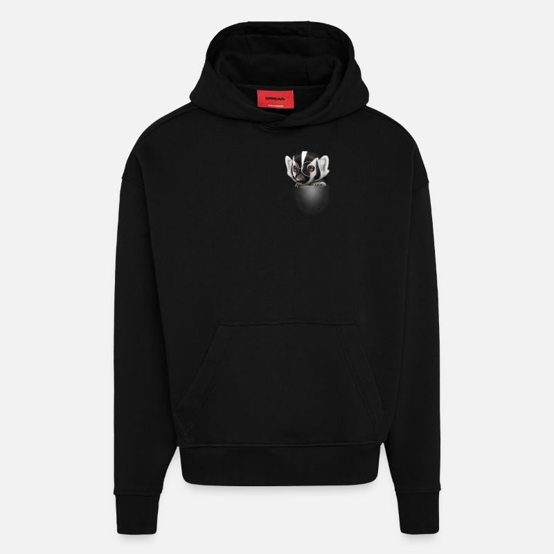 BADGER DE POCHE - Sweat à capuche bio épais oversize fabriqué en UE - SOLID BLACK