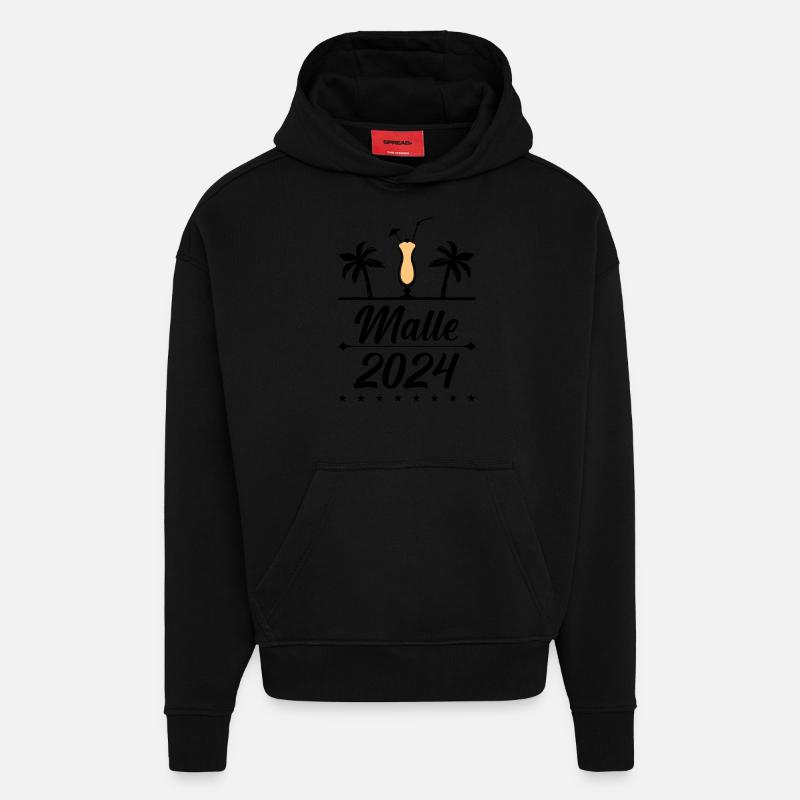 MALLE 2024 - Sweat à capuche bio épais oversize fabriqué en UE - SOLID BLACK