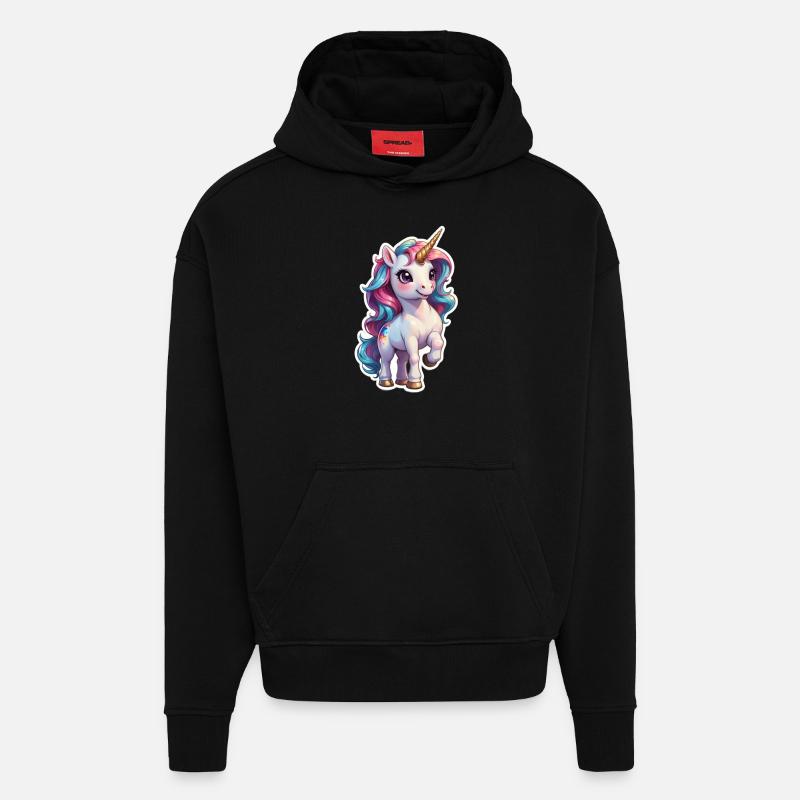 licorne - Sweat à capuche bio épais oversize fabriqué en UE - SOLID BLACK