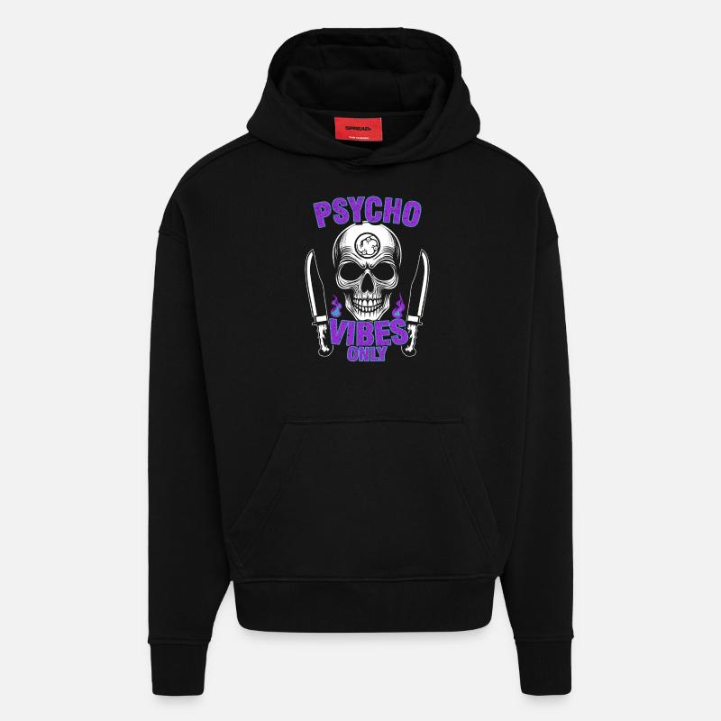 Psycho Vibes Schädel - Hoodie- made by SPREAD  - SOLID BLACK