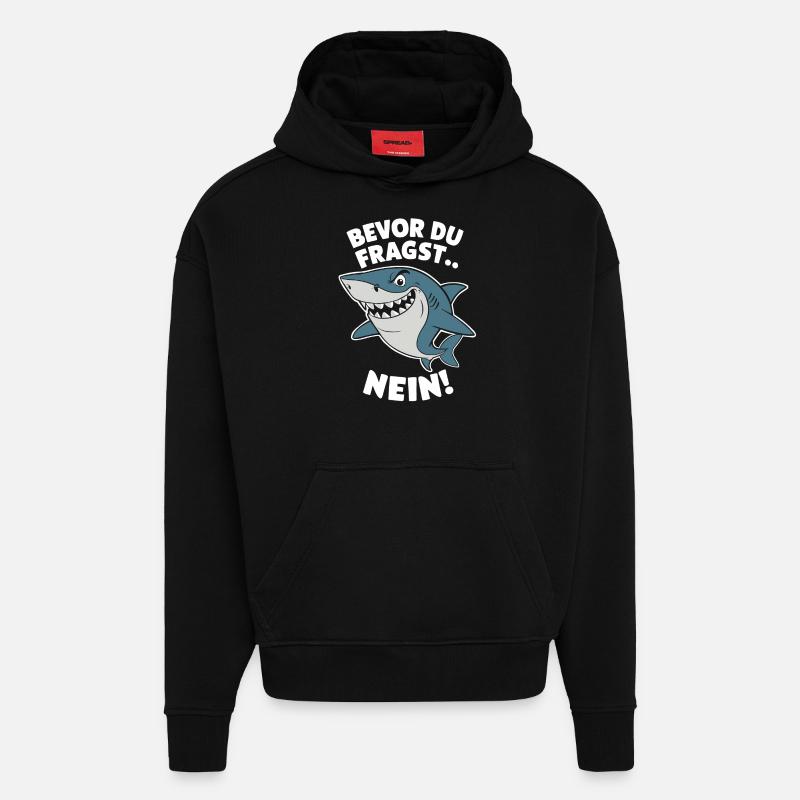 Requin Requin Requins Requin - Sweat à capuche bio épais oversize fabriqué en UE - SOLID BLACK