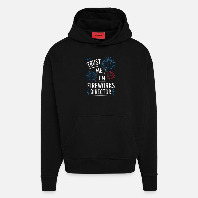 Pyrotechnie Feux d’artifice Pyrotechnie - Sweat à capuche bio épais oversize fabriqué en UE - SOLID BLACK