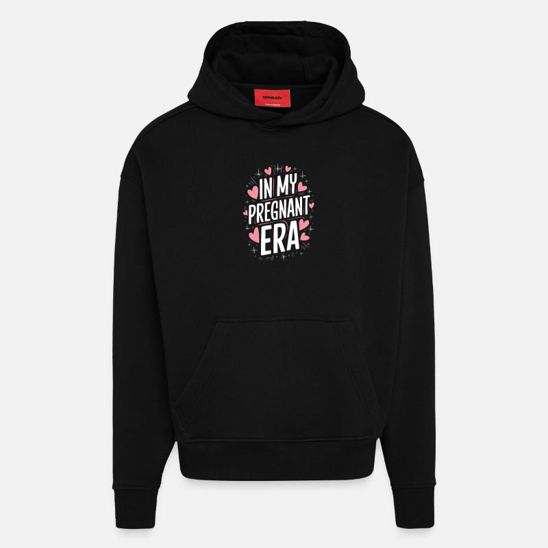 Grossesse Grossesse Accouchement - Sweat à capuche bio épais oversize fabriqué en UE - SOLID BLACK