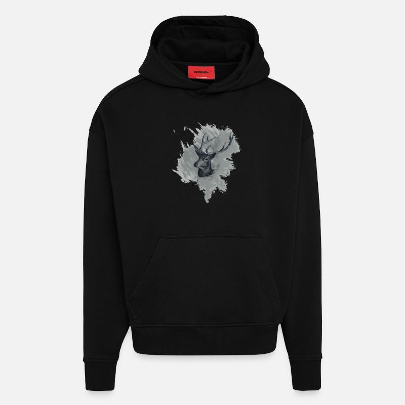 Hirschkopf - Prachtexemplar - Hoodie- made by SPREAD  - SOLID BLACK