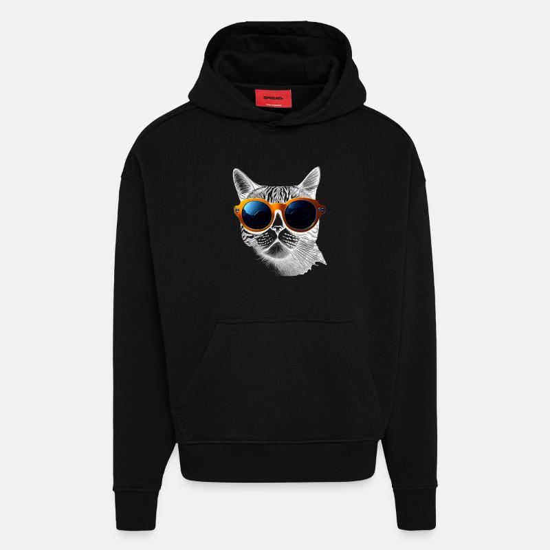Ambiance de chat cool - Sweat à capuche bio épais oversize fabriqué en UE - SOLID BLACK