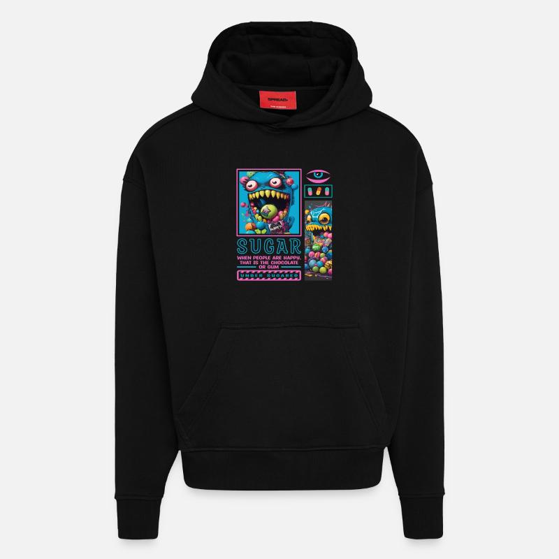 Candy Monsters - Hoodie- made by SPREAD  - SOLID BLACK