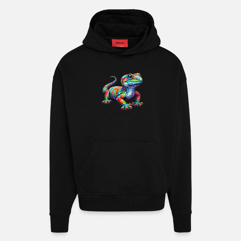 Gecko - Sweat à capuche bio épais oversize fabriqué en UE - SOLID BLACK