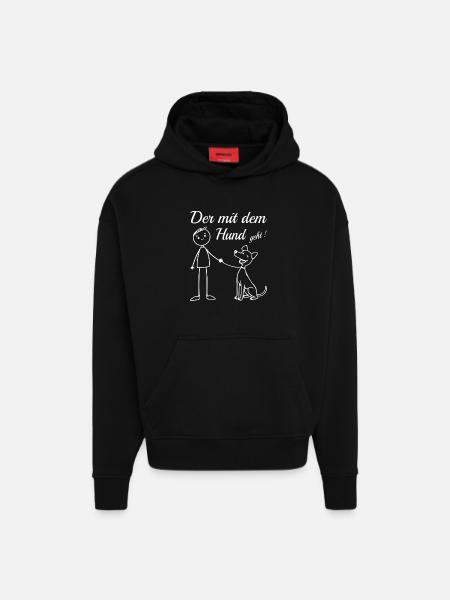 Who goes with the dog! - Hoodie- made by SPREAD - SOLID BLACK