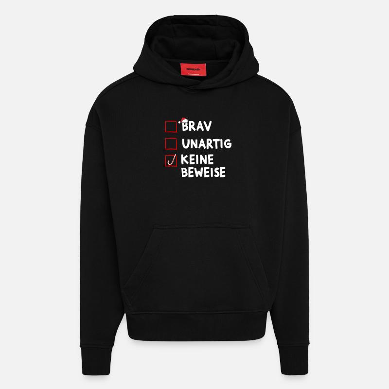 Drôle de Noël Père Noël - Sweat à capuche bio épais oversize fabriqué en UE - SOLID BLACK