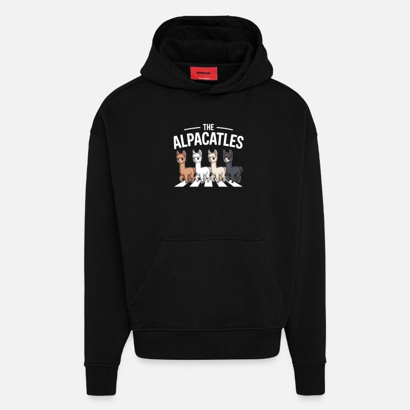 Alpagatles Lama Alpaga - Sweat à capuche bio épais oversize fabriqué en UE - SOLID BLACK