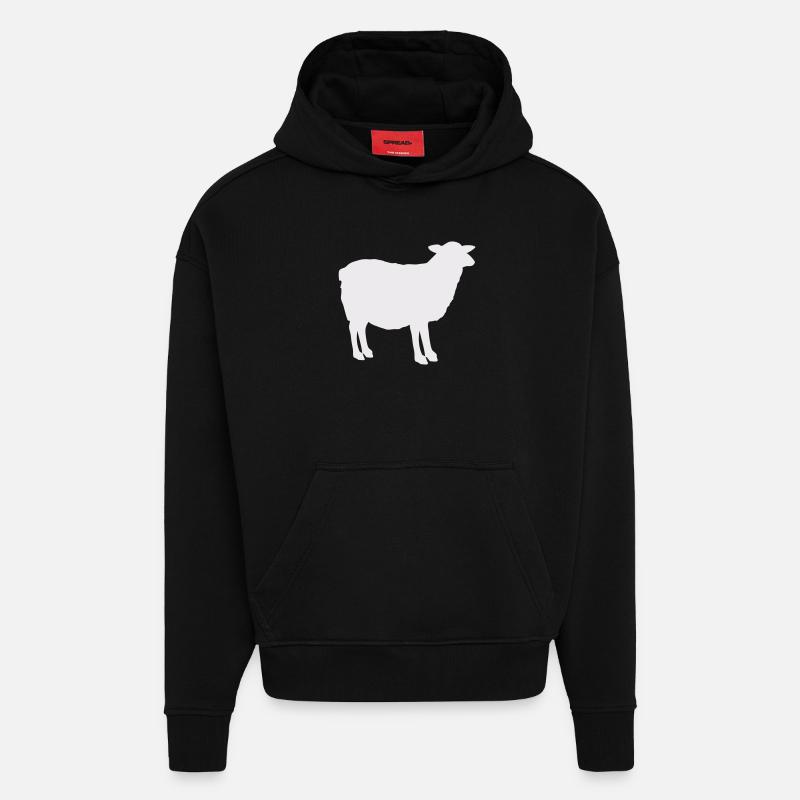 Silhouette de mouton - Sweat à capuche bio épais oversize fabriqué en UE - SOLID BLACK