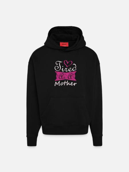 Müde Mutter Lustiges Mama-Lebensshirt - Hoodie- made by SPREAD - SOLID BLACK