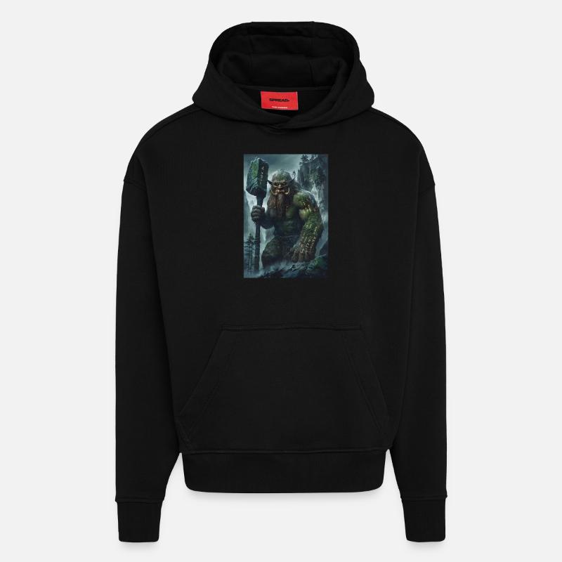 Mythologie géante Cadeau géant - Sweat à capuche bio épais oversize fabriqué en UE - SOLID BLACK