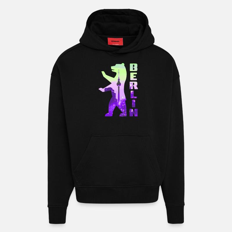 Berlin Berlin Ours - Sweat à capuche bio épais oversize fabriqué en UE - SOLID BLACK