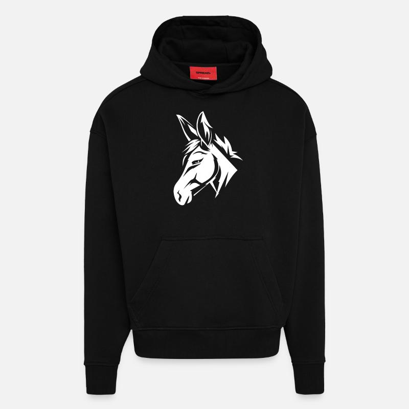Âne - Sweat à capuche bio épais oversize fabriqué en UE - SOLID BLACK
