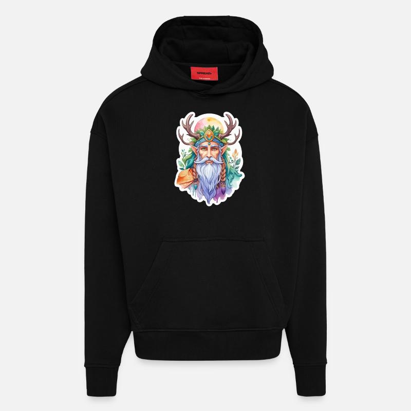 Druide Wasserfarben - Hoodie- made by SPREAD  - SOLID BLACK
