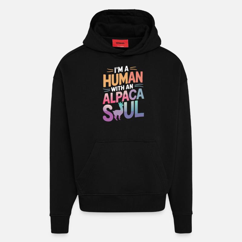 Alpaca Llama - Hoodie- made by SPREAD  - SOLID BLACK