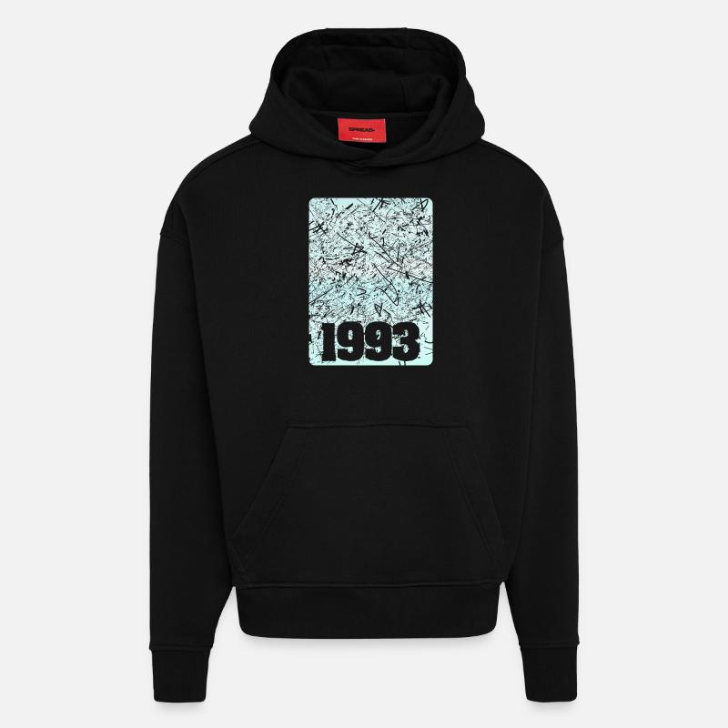 1993 - Sweat à capuche bio épais oversize fabriqué en UE - SOLID BLACK