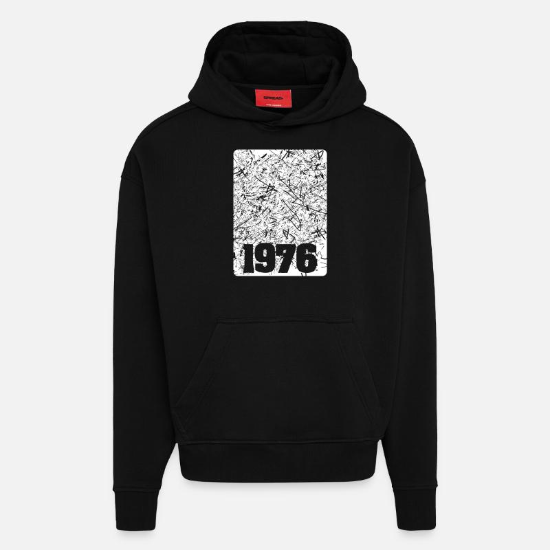 Numéro 1976 - Sweat à capuche bio épais oversize fabriqué en UE - SOLID BLACK