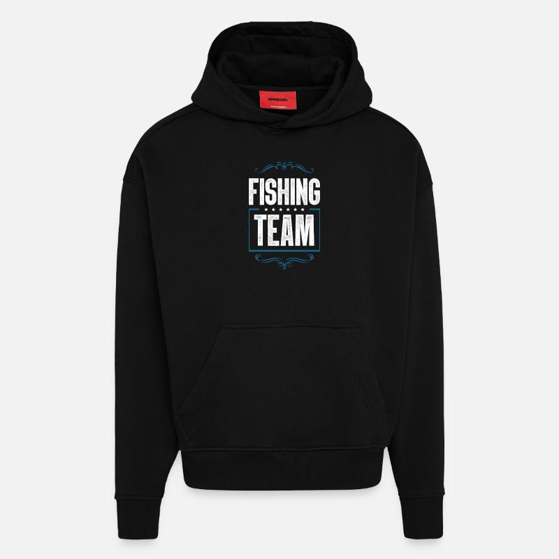 Équipe de pêche - Sweat à capuche bio épais oversize fabriqué en UE - SOLID BLACK