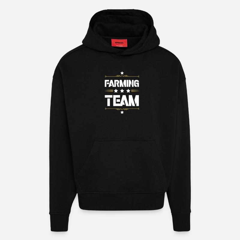 Équipe agricole - Sweat à capuche bio épais oversize fabriqué en UE - SOLID BLACK