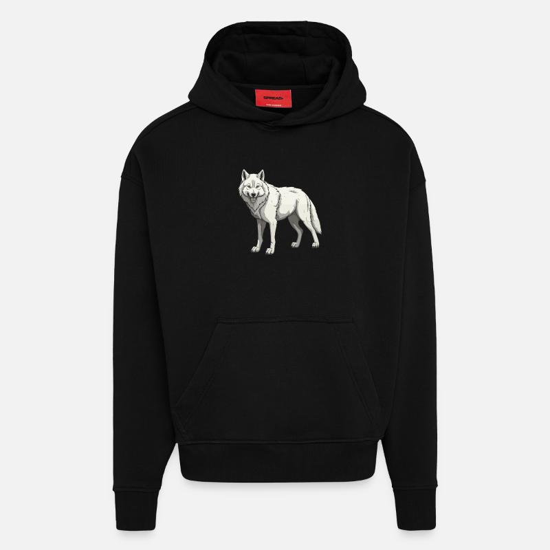 Wolf Tier - Hoodie- made by SPREAD  - SOLID BLACK