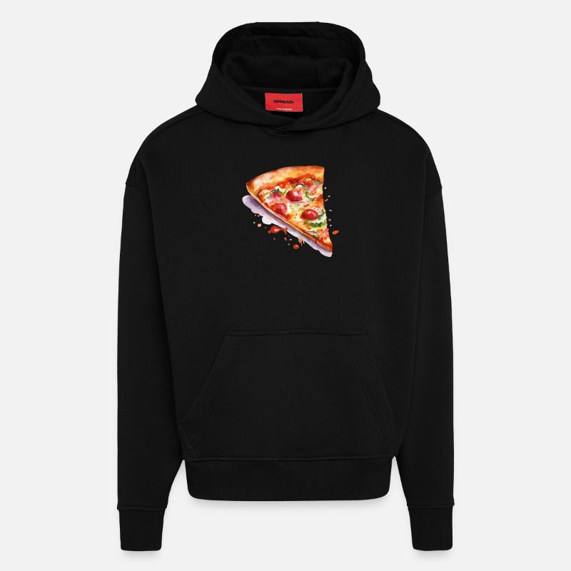 pizza - Sweat à capuche bio épais oversize fabriqué en UE - SOLID BLACK