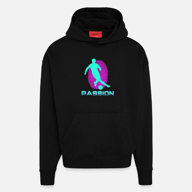 Football - Sweat à capuche bio épais oversize fabriqué en UE - SOLID BLACK