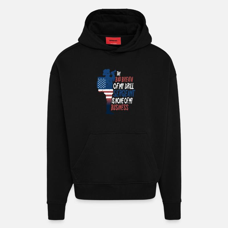 Drill Sergeant - Hoodie- made by SPREAD  - SOLID BLACK