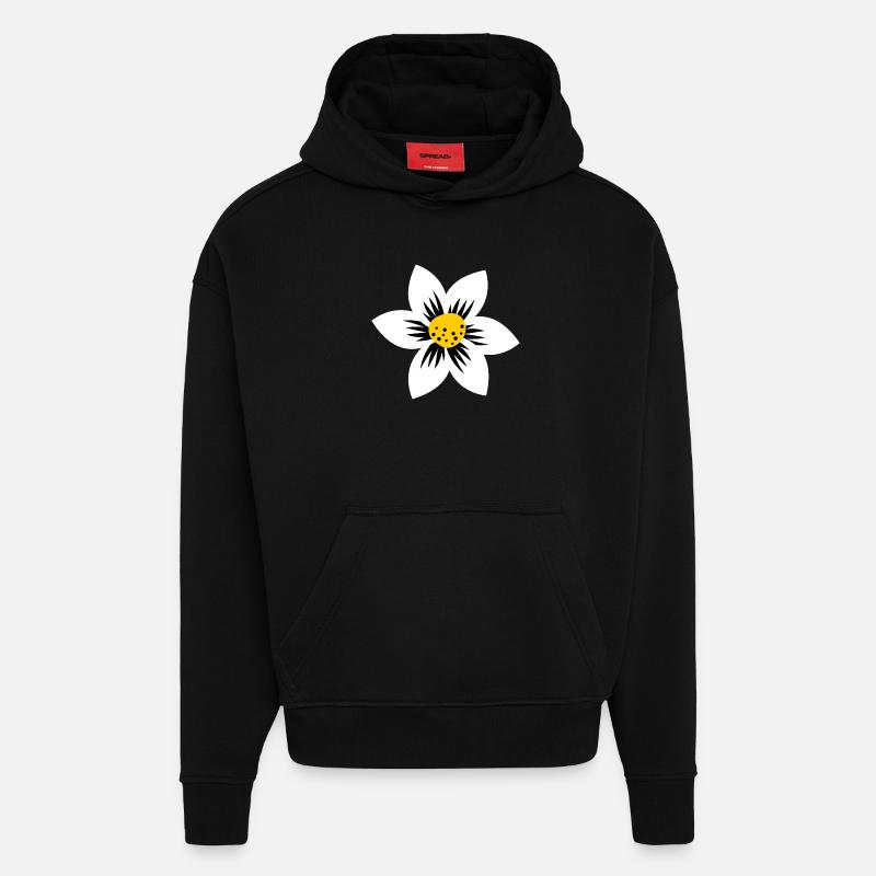 Le pouvoir des fleurs - Sweat à capuche bio épais oversize fabriqué en UE - SOLID BLACK