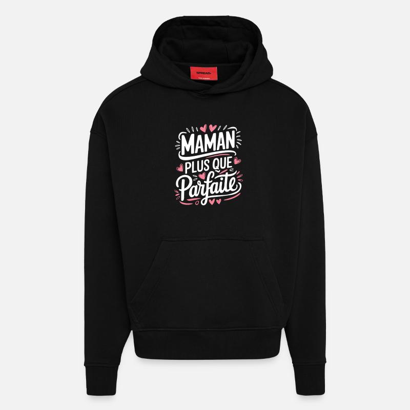 Maman plus que Parfaite - Sweat à capuche bio épais oversize fabriqué en UE - SOLID BLACK