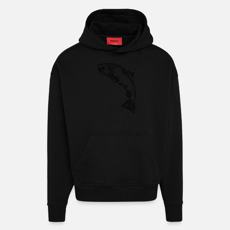Saumons - Sweat à capuche bio épais oversize fabriqué en UE - SOLID BLACK