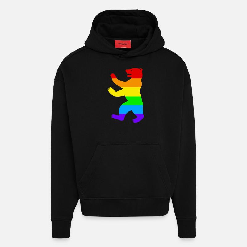 Berlin Bear / Pride Bear / Rainbow - Hoodie- made by SPREAD  - SOLID BLACK