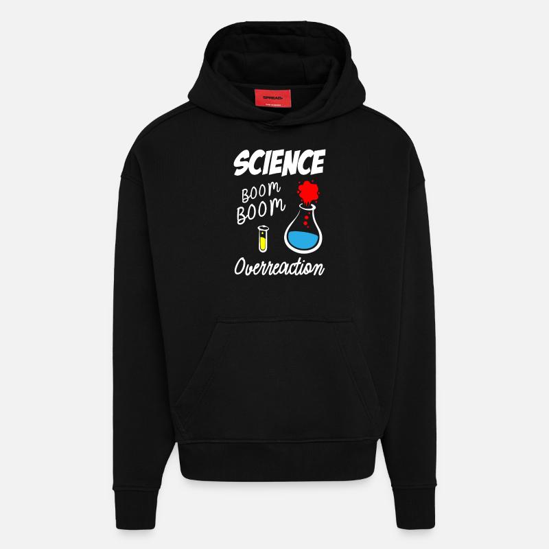 Réaction excessive de la science - Sweat à capuche bio épais oversize fabriqué en UE - SOLID BLACK
