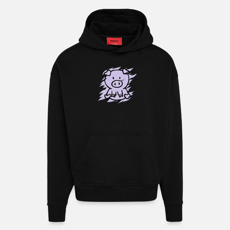 oink - Hoodie- made by SPREAD  - SOLID BLACK
