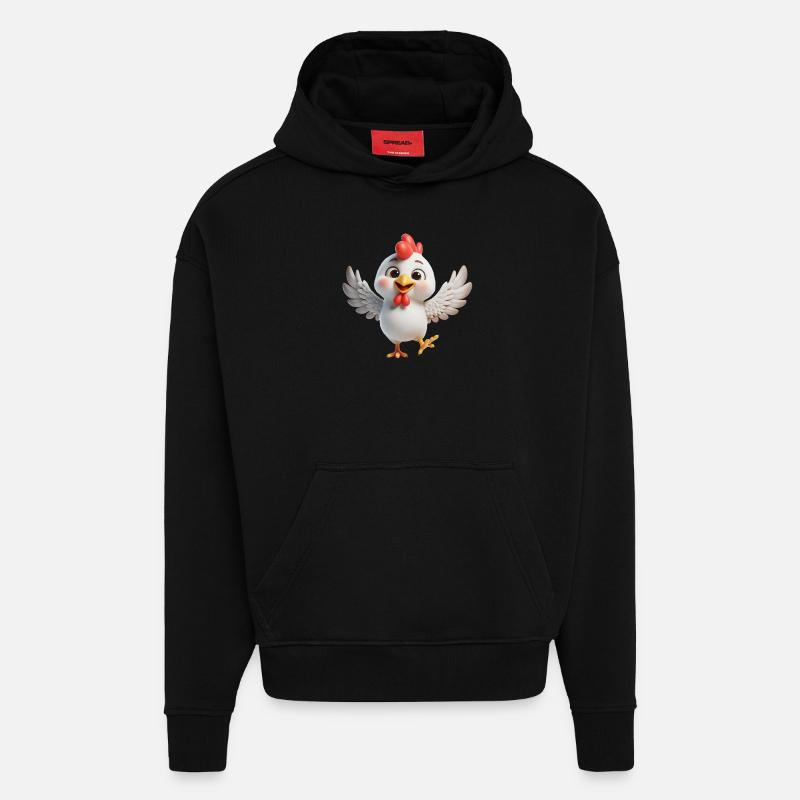 Poulet 3 - Sweat à capuche bio épais oversize fabriqué en UE - SOLID BLACK