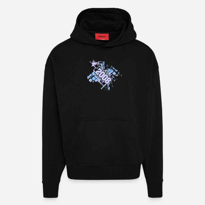 Ordinateur 2008 - Sweat à capuche bio épais oversize fabriqué en UE - SOLID BLACK