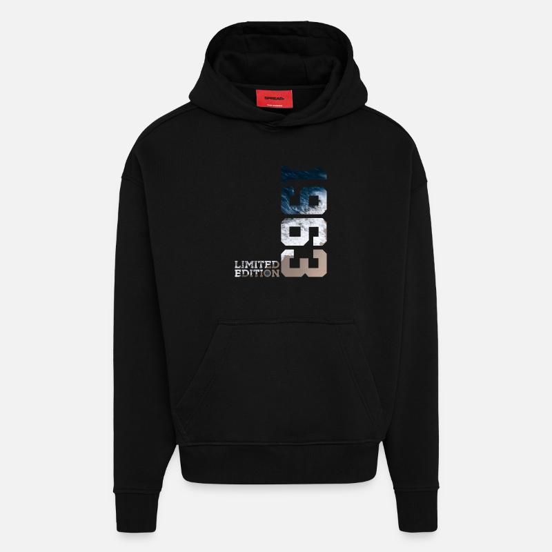 63E ANNIVERSAIRE ÉDITION LIMITÉE 1963 - Sweat à capuche bio épais oversize fabriqué en UE - SOLID BLACK