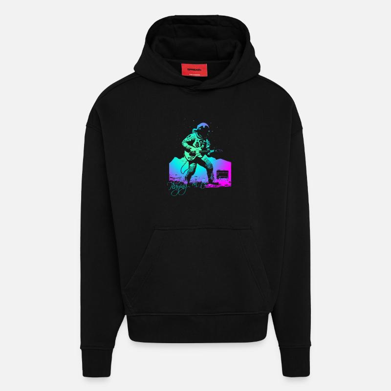 Jouer sur la Lune - Sweat à capuche bio épais oversize fabriqué en UE - SOLID BLACK