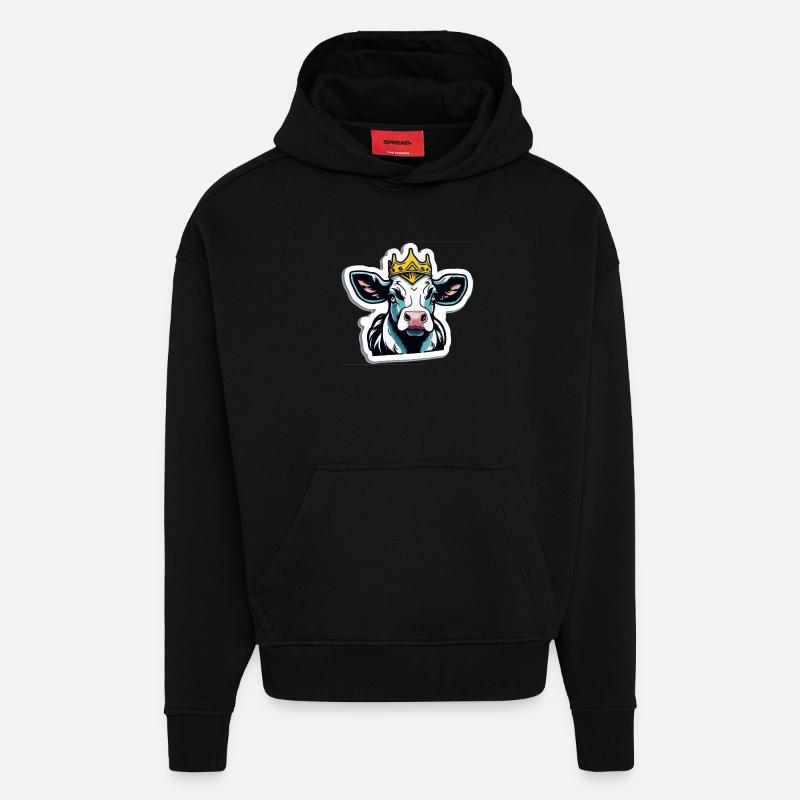 La vache est reine - Sweat à capuche bio épais oversize fabriqué en UE - SOLID BLACK